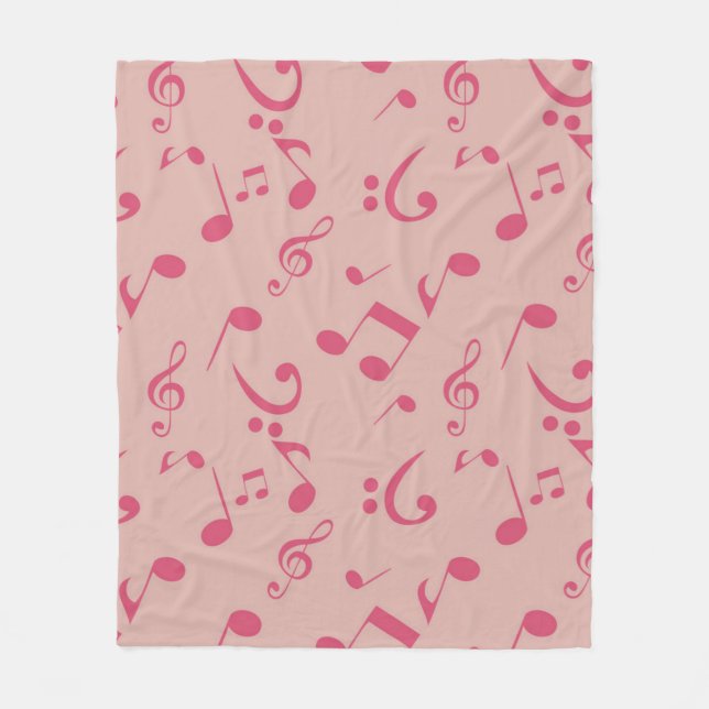 Music notes pattern fleece blanket (Front)