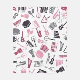 Music notes pattern fleece blanket