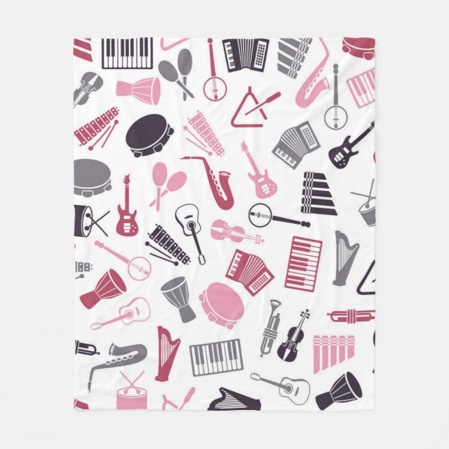 Music notes pattern fleece blanket (Front)