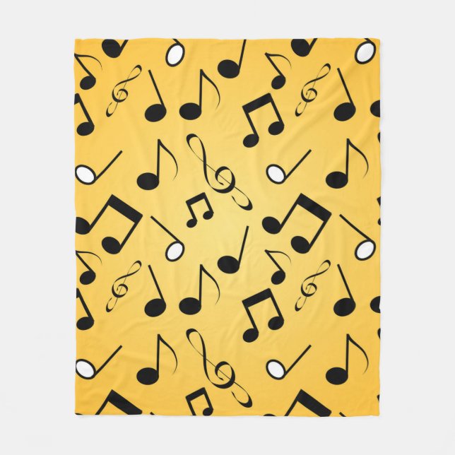 Music notes pattern fleece blanket (Front)