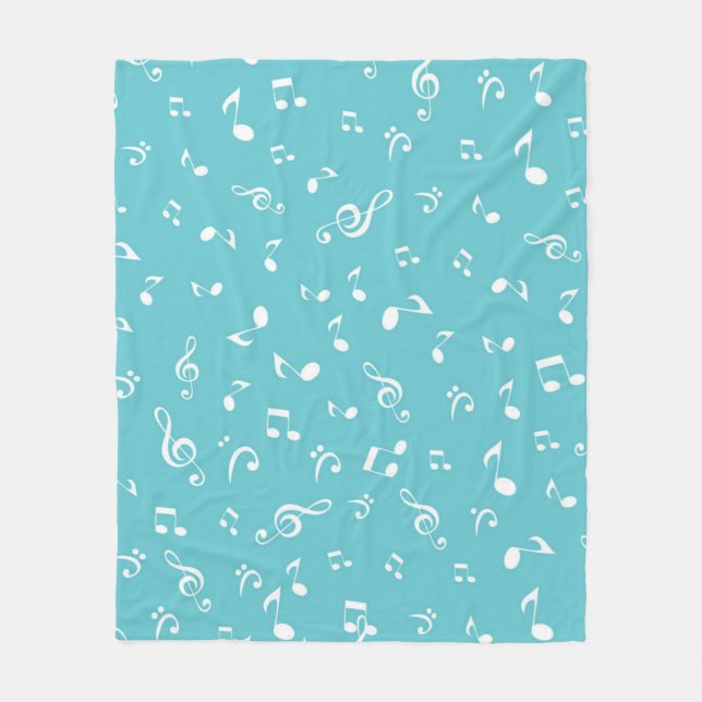 Music notes pattern fleece blanket (Front)