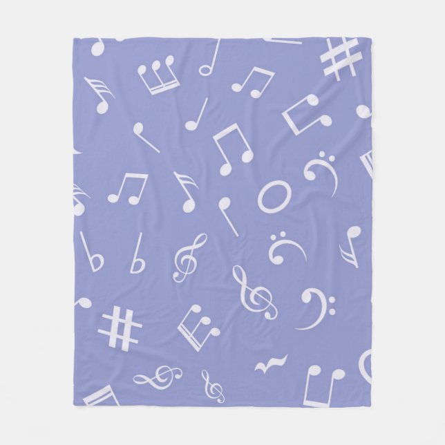 Music notes pattern fleece blanket (Front)