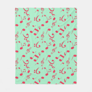 Music notes pattern fleece blanket