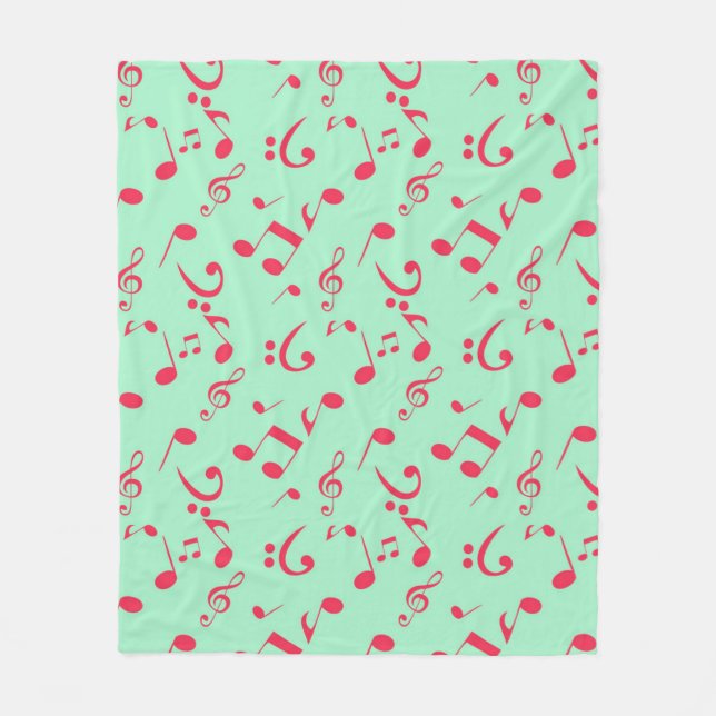 Music notes pattern fleece blanket (Front)