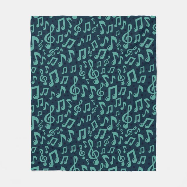 Music notes pattern fleece blanket (Front)