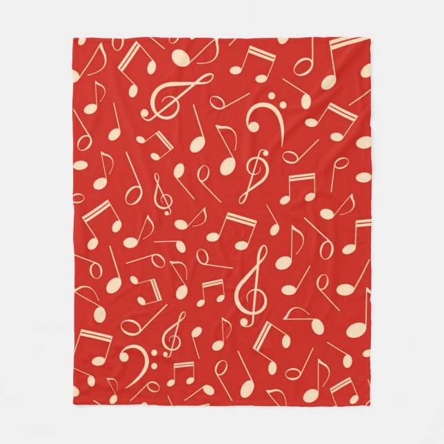 Music notes pattern fleece blanket (Front)