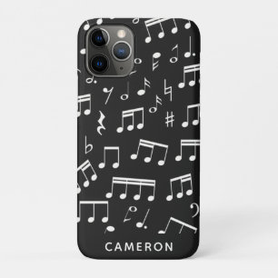 Music Notes Pattern in Black White Personalised Case-Mate iPhone Case