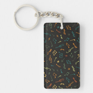 Music notes pattern key ring