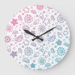 Music notes pattern large clock
