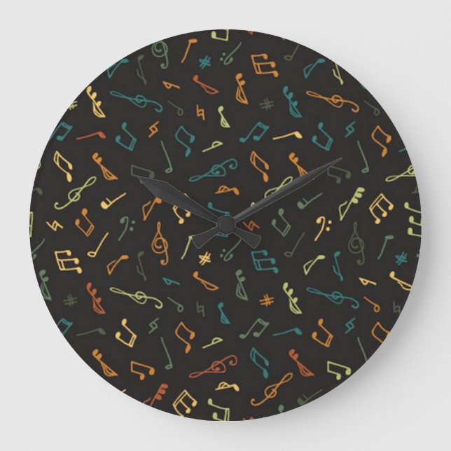 Music notes pattern large clock (Front)