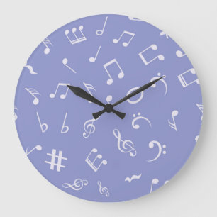 Music notes pattern large clock