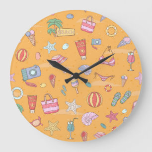 Music notes pattern large clock