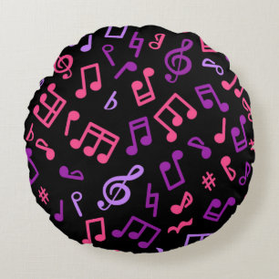 Music notes pattern round cushion
