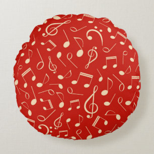 Music notes pattern round cushion