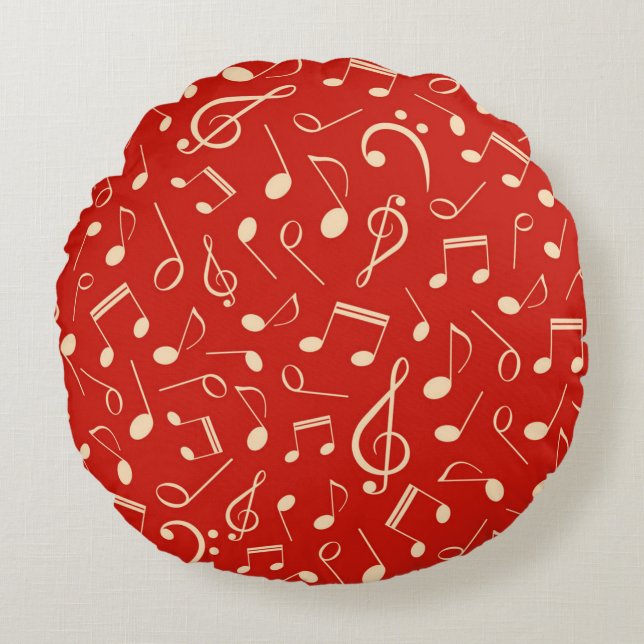 Music notes pattern round cushion (Front)