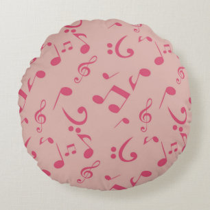 Music notes pattern round cushion