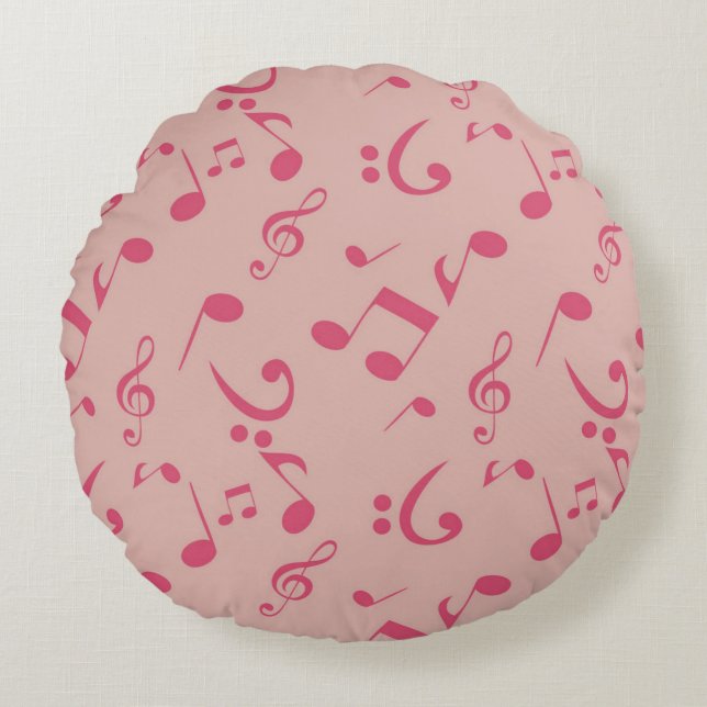 Music notes pattern round cushion (Front)
