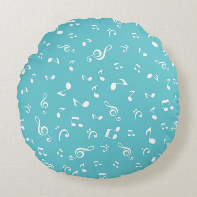 Music notes pattern round cushion (Front)