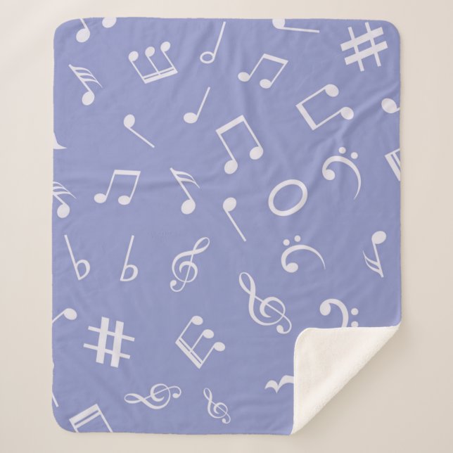 Music notes pattern sherpa blanket (Front)