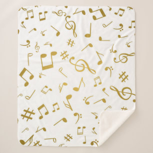 Music notes pattern sherpa blanket