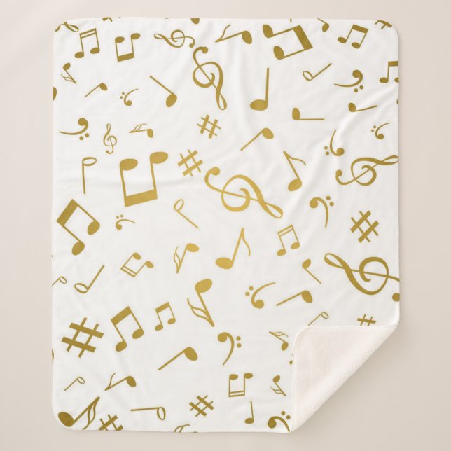 Music notes pattern sherpa blanket (Front)