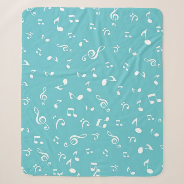 Music notes pattern sherpa blanket (Front)