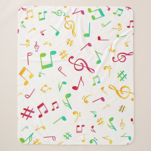 Music notes pattern sherpa blanket (Front)