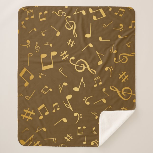 Music notes pattern sherpa blanket (Front)