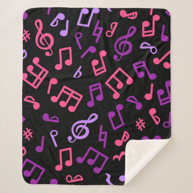 Music notes pattern sherpa blanket (Front)