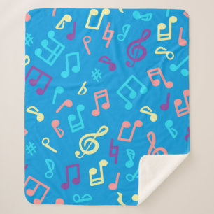 Music notes pattern sherpa blanket