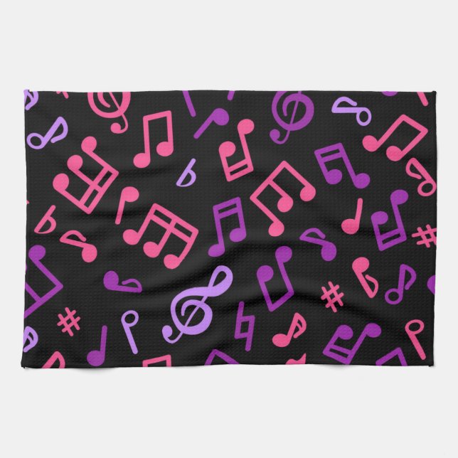 Music notes pattern tea towel (Horizontal)