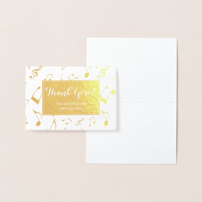 Music Notes Personalised Real Gold Foil Thank you Foil Card (Display)
