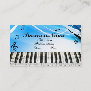 Music Notes Piano Keyboard Business Card