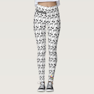 MUSIC Notes Piano Keyboards Guitar Leggings
