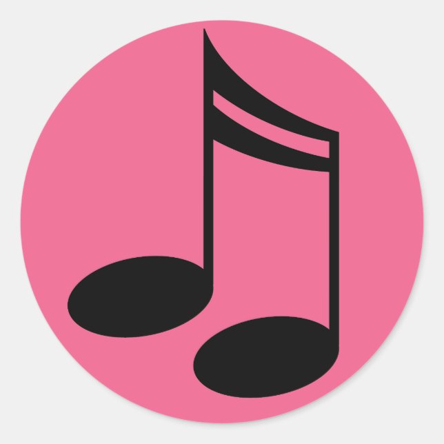 Music Notes Pink Round Stickers (Front)