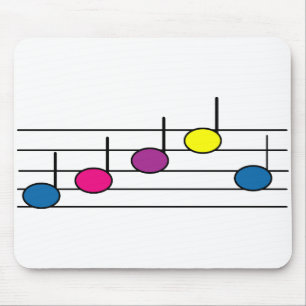 Music Notes Purple Blue Pink Yellow Mouse Pad