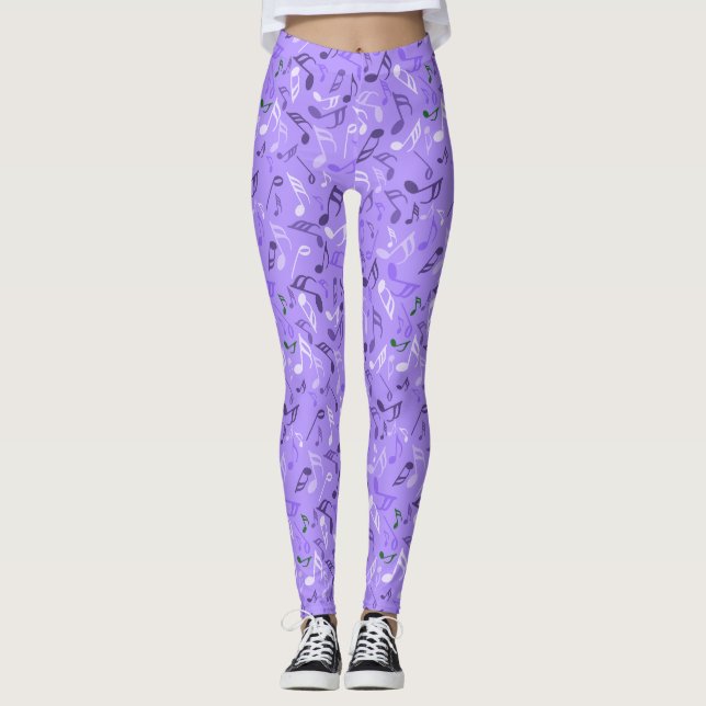 Music Notes Purple Leggings (Front)