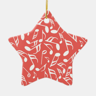 Music Notes Red Ceramic Tree Decoration