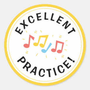 Music Notes Reward Excellent Practice Teacher  Classic Round Sticker