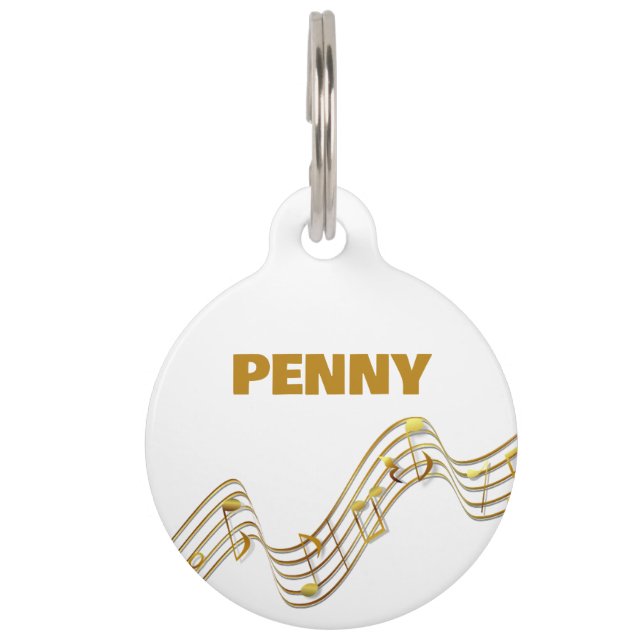 Music Notes Round Pet Tag (Front)