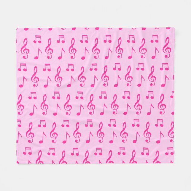 Music Notes Seamless Pattern In Pink Tones  Fleece Blanket (Front (Horizontal))