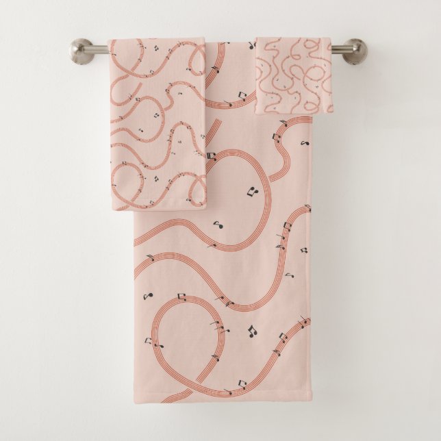 Music Notes Sign additional Pink Bath Towel Set (Insitu)