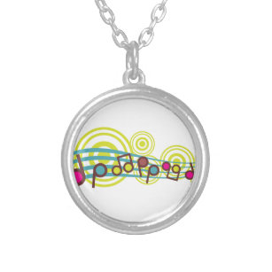 Music Notes Silver Plated Necklace