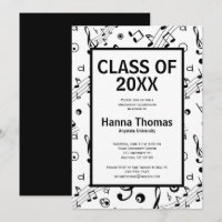 Music Notes Simple Musician Graduation Invitation