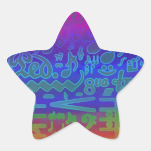 Music Notes Star Sticker