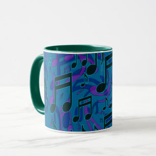 Music Notes  Swirly Musical Pattern Blue Green Mug