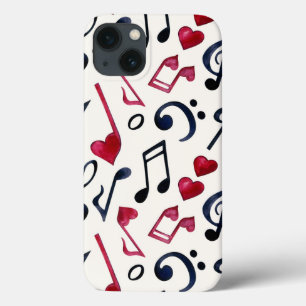 Music Notes & Symbols Black & White iPhone 13 Case