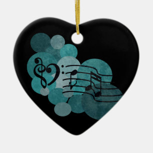 Music notes & teal polka dots ornament decoration