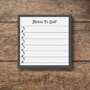 Music Notes To Self Black White Lined Sticky