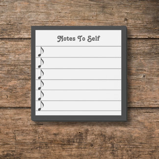 Music Notes To Self Black White Lined Sticky